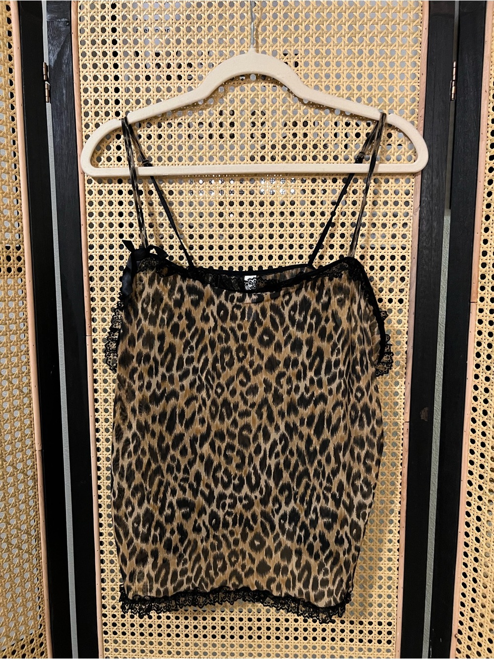 Cacique Leopard-Print Camisole with Black Lace Trim